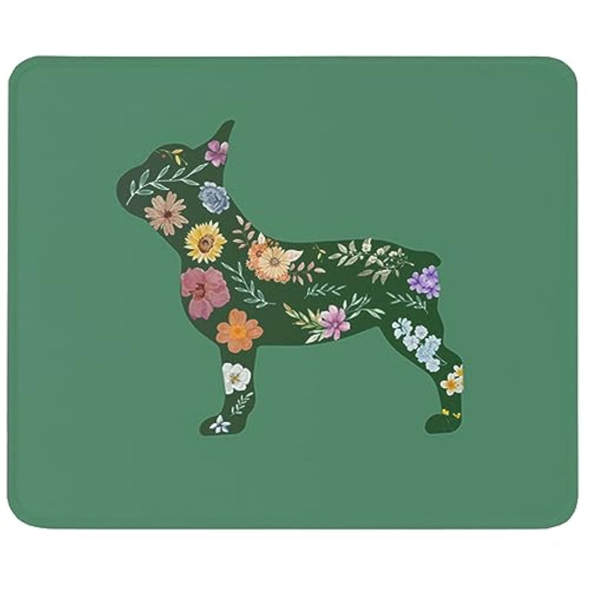 French Bulldog & Flowers Mouse Pad - Funny Frenchie Dog Lovers Gifts - Dog Gifts For Puppy, Pet Lover, Dog Owner - Mom Gifts Mouse Mat 9.5 Inch