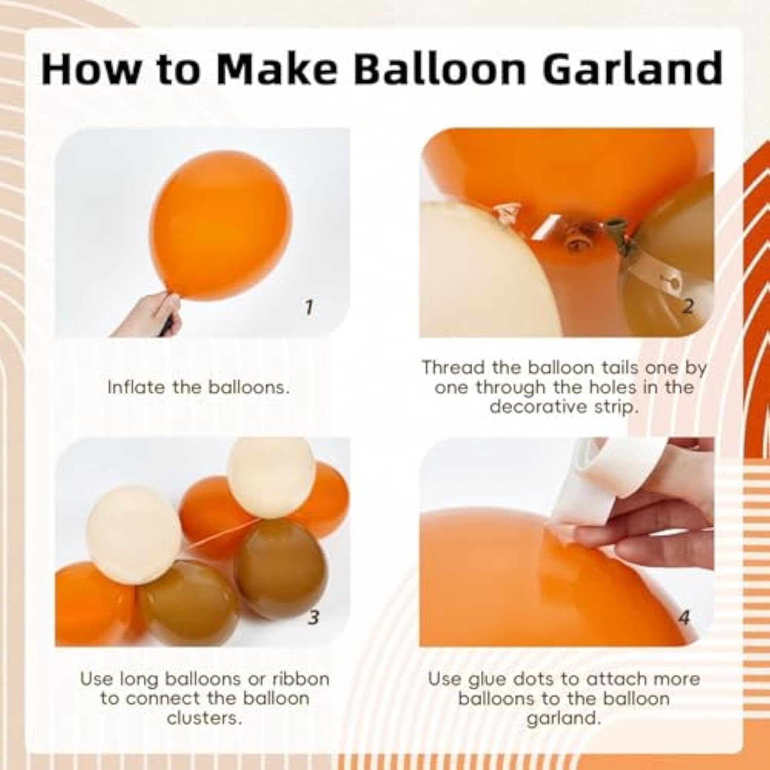 147pcs Fall Balloon Arch Kit – Nude, White & Burnt Orange Thanksgiving Décor