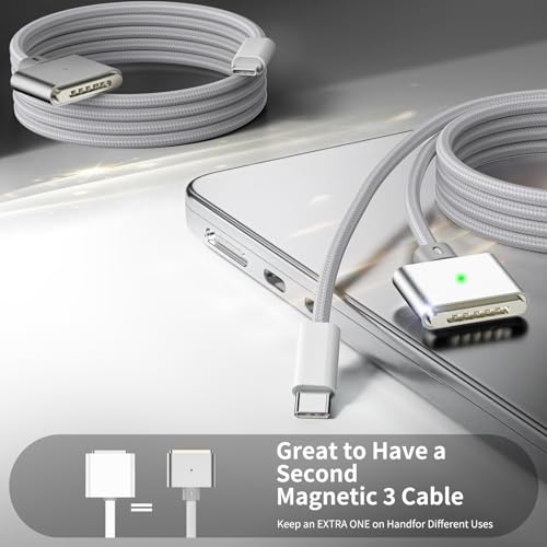 140W USB-C to Magnetic 3 Cable, 6.6FT Compatible with Magsafe 3 Cable for MacBook Air 2024 M3 13/15inch, 2023/2022 M2, Pro 2024/2023 M4/M2 Pro & Max