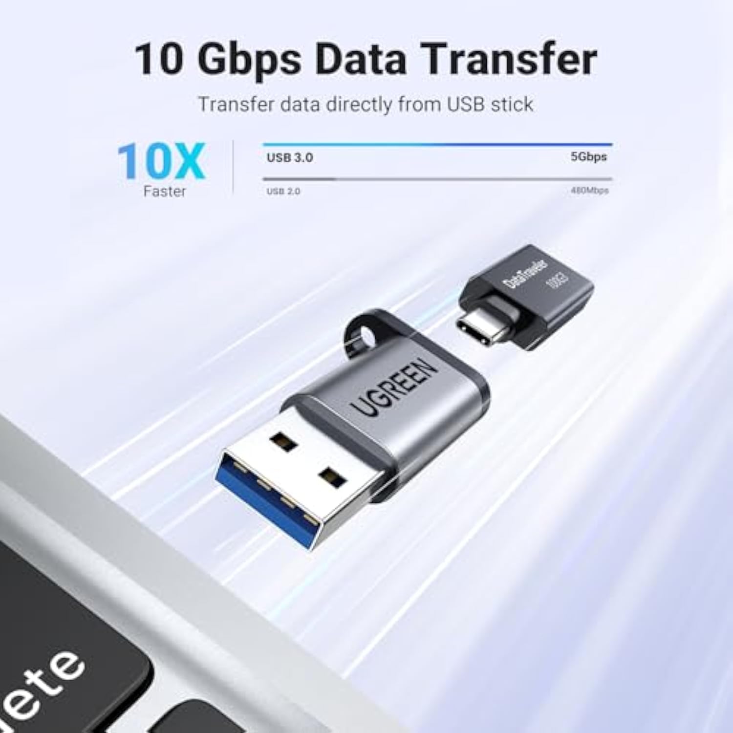 UGREEN 10Gbps USB C Female to USB Male Adapter Type C to USB A Charger Cable Converter Compatible with Apple Watch iPhone 15 14 13 AirPods 3 MacBook Samsung Galaxy Google Pixel etc Gray