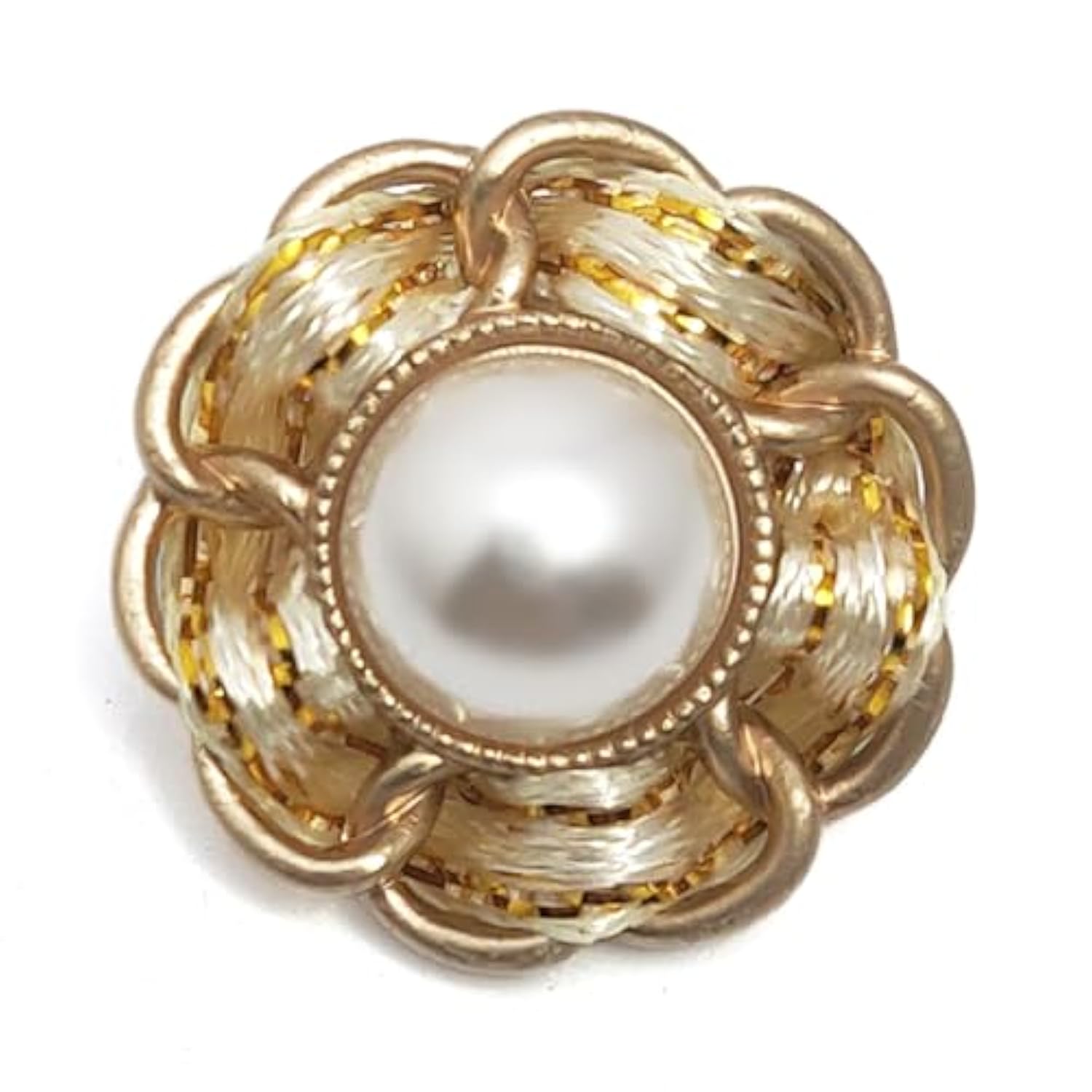 Faux Pearl Sewing Shank Buttons Hollow Edge White Ribbon Interweave Me