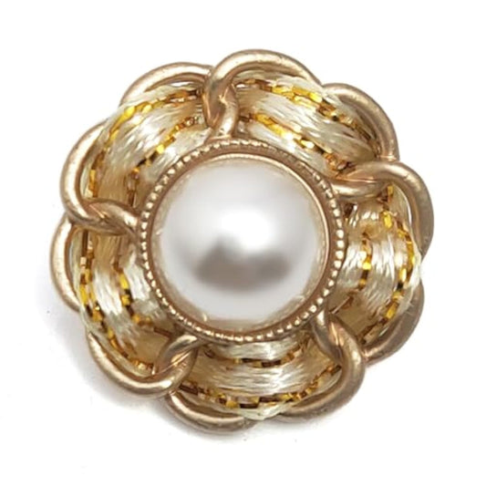 Faux Pearl Sewing Shank Buttons Hollow Edge White Ribbon Interweave Me