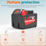 9.0Ah M18 Battery Replacement For Milwaukee With Multil Volatage Rapid Battery Charger For M12-M18 Power Tool Battery & Charger 48-11-1840 48-11-1828 48-11-1820 48-11-1815 48-11-1850 48-11-1860