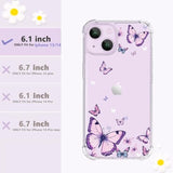 Crystal Clear Protective Phone Case for iPhone 13 and 14 6.1 Inch, Alluring Purple Butterfly Design, Soft Shockproof Clear Phone Cover for Women and Girls