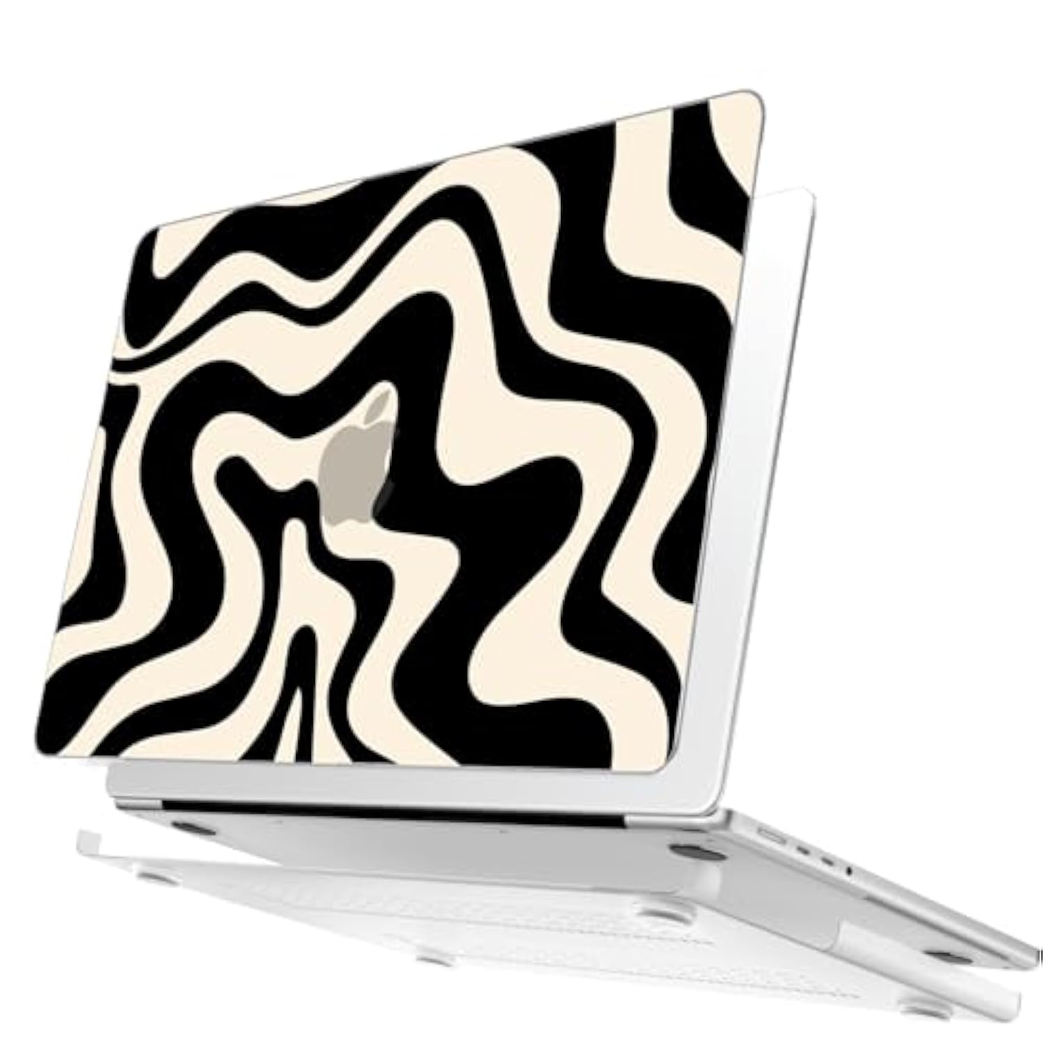 Compatible With Macbook Pro 14 Inch Case 2025-2021 M4 M3 M2 M1 Pro Max A3112 A3185 A3401 A2918 A2992 A2779 A2442, Unique Pattern Laptop Shell Case + Screen Protector + Keyboard Cover, Black Wave