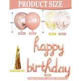 Rose Gold Happy Birthday Decorations For Women And Girls – Rose Gold Balloons, Happy Birthday Banner, Foil Crown Love Balloons With Fringe Curtain For Birthday Party Supplies
