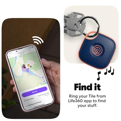 Tile - Bluetooth Tracker, Keys Finder And Item Locator For Keys, Bags And More. Phone Finder. Both Ios And Android Compatible. 4-Pack (Colors)