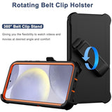 For Samsung Galaxy S24 Case With Belt Clip Holster, 2X Screen Protector, Heavy Duty Military Grade Full Body Shockproof Dust-Proof Rugged Protective Cover For Samsung S24 5G (Orange)