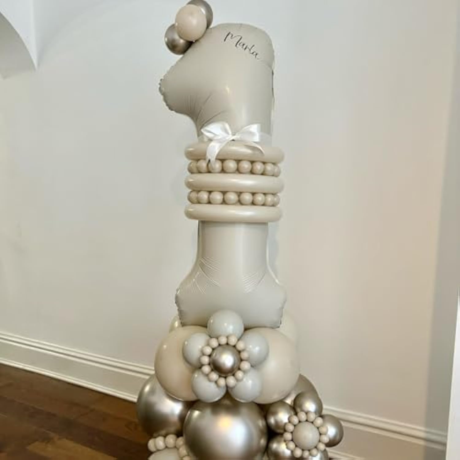 40" Cream Number 1 Balloon, Beige Large 1st Birthday Foil Balloon for Party Decor