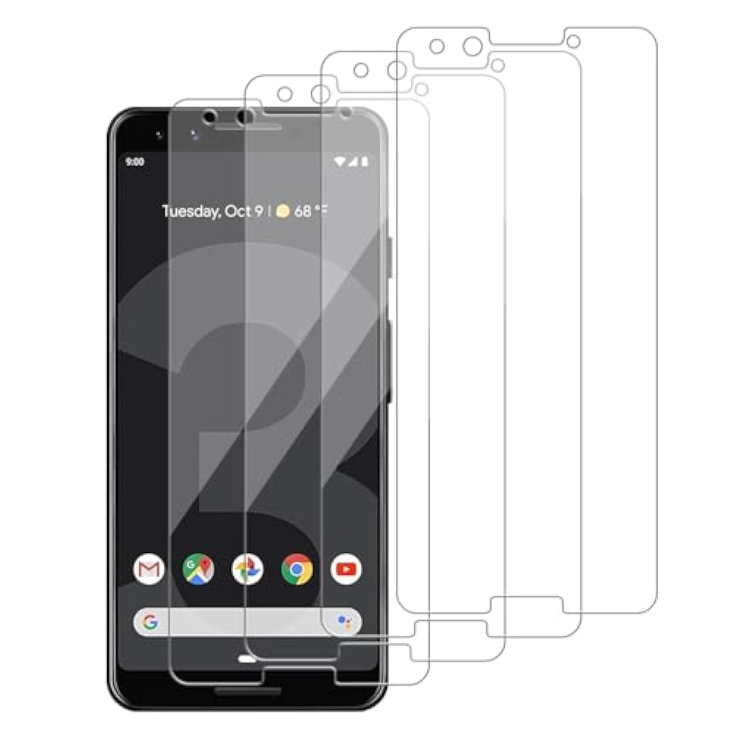 4 Pack Glass Screen Protector Compatible For Google Pixel 3 [9H Hardness]-Hd Screen Tempered Glass, Scratch Resistant, Easy Install [Case Friendly] [Bubble Free]