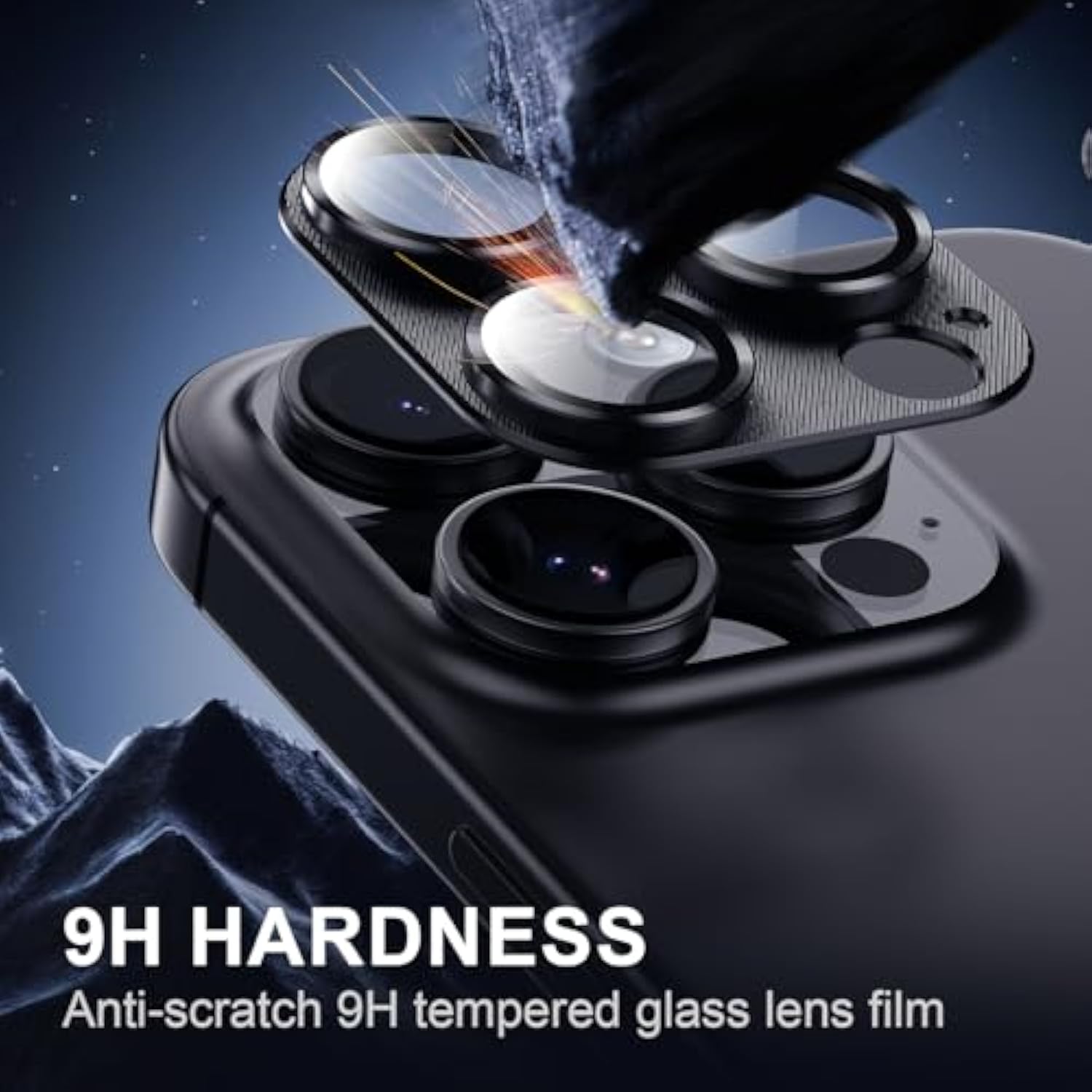 Compatible With Iphone 16 Pro/For Iphone 16 Pro Max Camera Lens Protector,Shockproof Aluminium Alloy & 9H Tempered Glass Protector,Full Protective Strong Adsorption-Black (2Pcs)