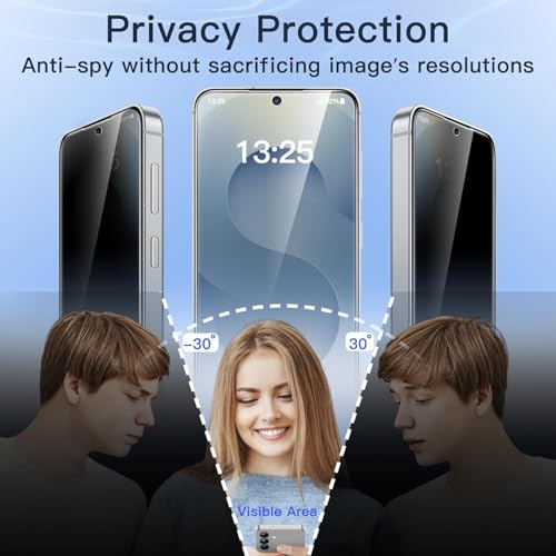 2 Pack Privacy Screen Protector for  Galaxy S25 Ultra 5G [Anti-Spy Tempered Glass][Fingerprint Unlock Support], Anti-Scratch, 9H Hardness &