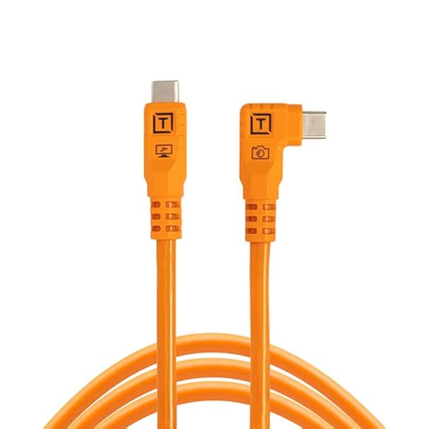 TetherPro Optima 10Gbps Gen 2 USB-C, 10' (3m), Straight to Right, High-Visibility Orange | Not Compatible with Fuji GFX Models