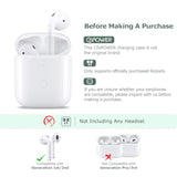 Wireless Charging Case Compatible With Airpods 1 2?Air Pods Charger Case Replacement With Bluetooth Pairing Sync Button?No Aipods (White)