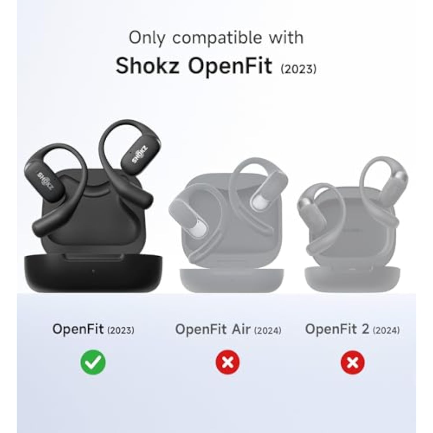 SHOKZ OpenFit Case Cover, Shockproof Magnetic Case for True Wireless Earbuds, Protective Cover with Magnetic Lid Lock & Carabiner, Black