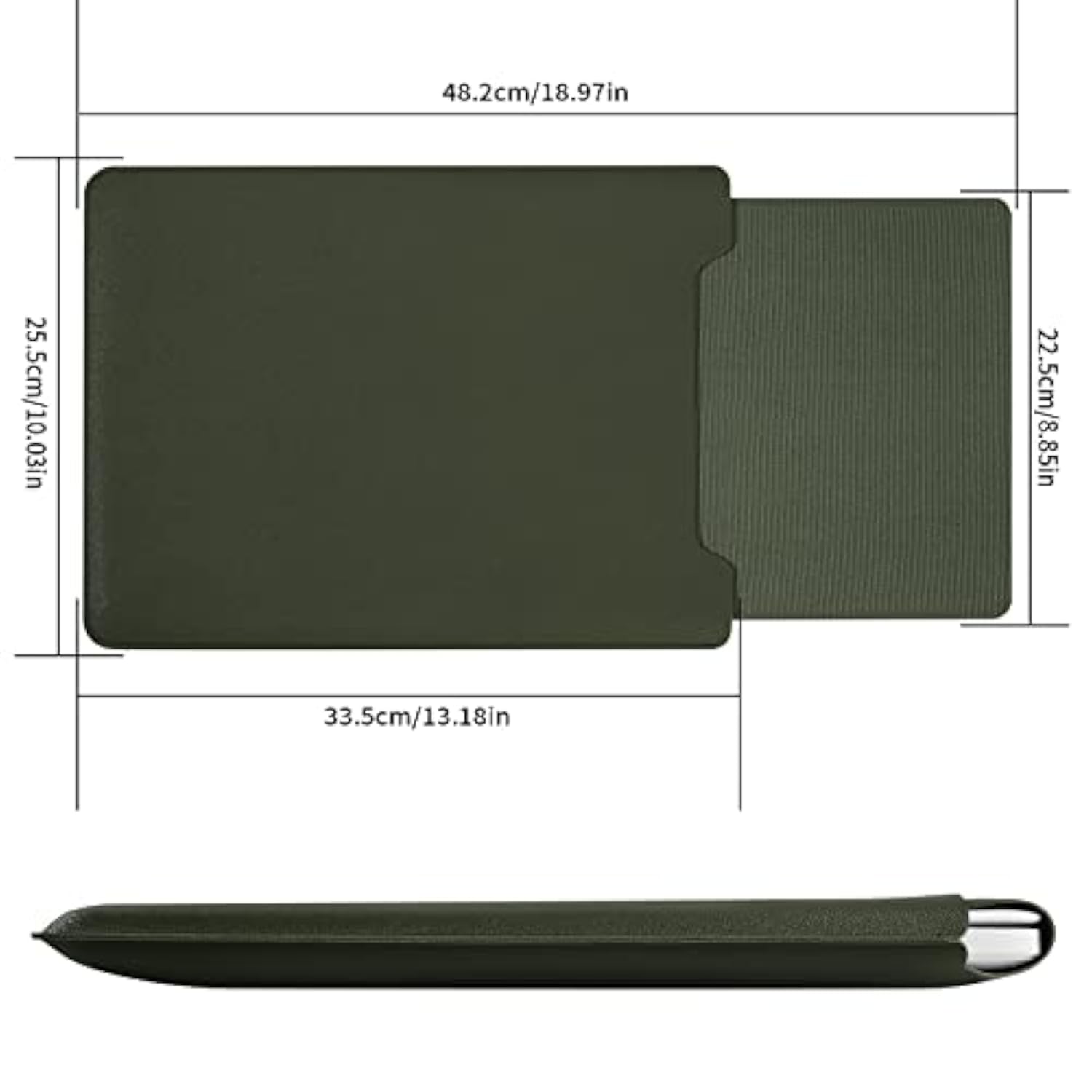 13.3-14" Laptop Sleeve, Padded Case, Thin Portable Versatile Bag Compatible With 2022 Pro 14 Inch/2015 Pro 13.3 Inch/2015 Air 13.3 Inch (Dark Green)
