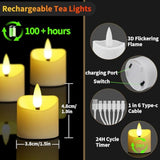 Rechargeable Tea Lights With Remote, Flameless Led Candle With 24H Cycle Timer, Battery Operated Tea Lights For Votive, Weddings, Parties, Halloween, Christmas, Home Decoration (6)