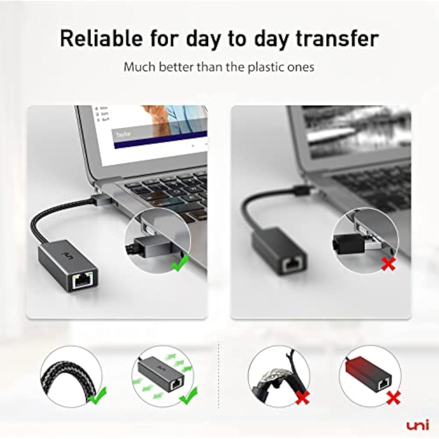 USB 3.0 to Ethernet Adapter for Laptop, uni USB Network Adapter [100/1000 Giga
