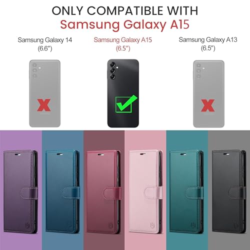 Wallet Case for  Galaxy A15 5G, RFID Blocking Credit Card Holder, PU Leather Folio Flip Kickstand Protective Shockproof Cover for Galaxy A15