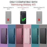 Wallet Case for  Galaxy A15 5G, RFID Blocking Credit Card Holder, PU Leather Folio Flip Kickstand Protective Shockproof Cover for Galaxy A15