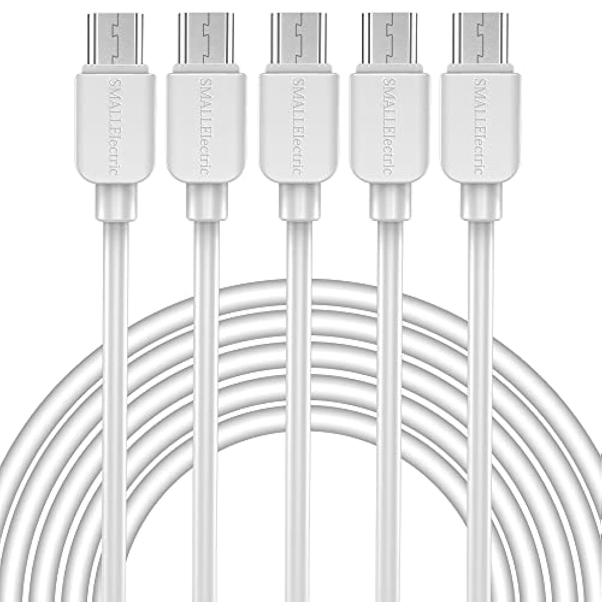 SMALLElectric Micro USB Cable (5-Pack, 6FT) Android Charger, Long Android Phone Charger Cord for Samsung Galaxy S7 S6 Edge J7 S5,Note 5 4,LG 4 K40 K20,MP3,Kindle,Tablet,White
