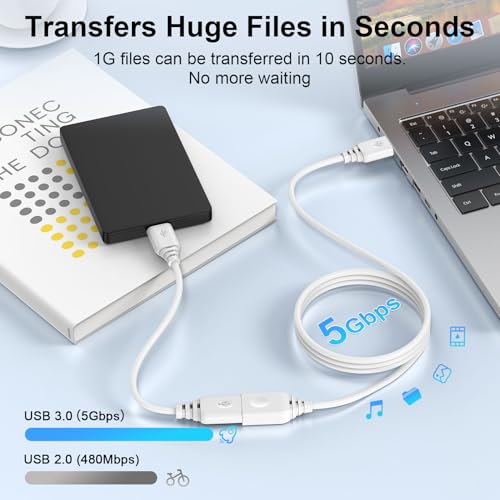 USB Extension Cable 10FT, 5Gbps Long USB Male to Female Extension Cable USB 3.0 Extender Cord High-Speed Data Transfer for Printer, Camera, Gamepad,
