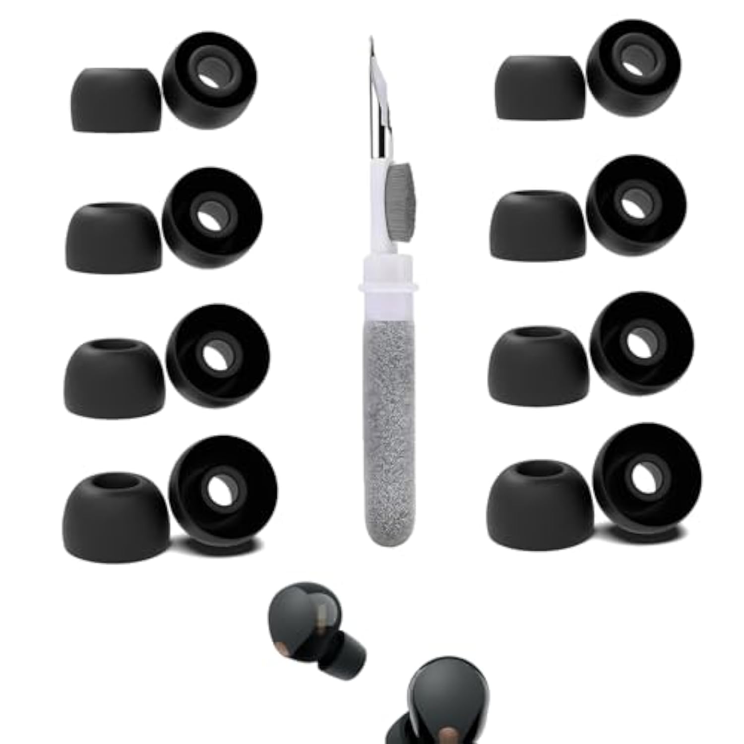 [8 Pairs] Replacement Ear Tips For Sony Wf-1000Xm5, With 3 In 1 Cleaner Kit, Silicone Ear Tips (Xs/S/M/L)