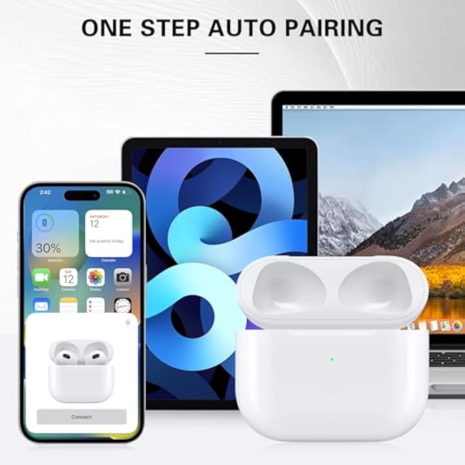 Wireless Charging Case Replacement Compatible With Airpods 3Rd Gen?660Mah Air Pod 3 Charger Case With Bluetooth Pairing Sync Button,White(No Headphones)