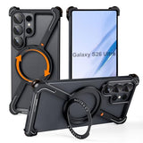 for  Galaxy S26 Ultra Case with Magnetic Stand, Frameless Metal S26 Ultra Slim Case with S Pen Cutout, Drop-Proof Protective Cover for Galaxy