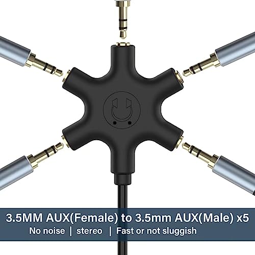 5-Jack Multi-Headphone Audio Splitter Injection Molding - Designed for Up to 5 Devices