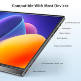 Portable Monitor, 15.6 Inch Fhd 1080P Usb C Hdmi Alloy Travel Screen For Laptop With W/Smart Cover & Built-In Speaker, Plug&Play Ultra Slim Portable Second Monitor For Laptop Pc Phone Mac