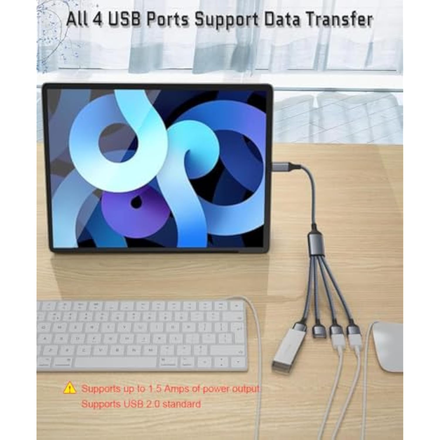 Usb C Male To Four Usb Female Cable Adapter 3.3Ft,Thunderbolt 3 To 4 Type A 2.