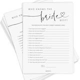 Bridal Shower Games, Who Knows The Bride Best Bridal Shower Game For 50 Guests, Minimalist