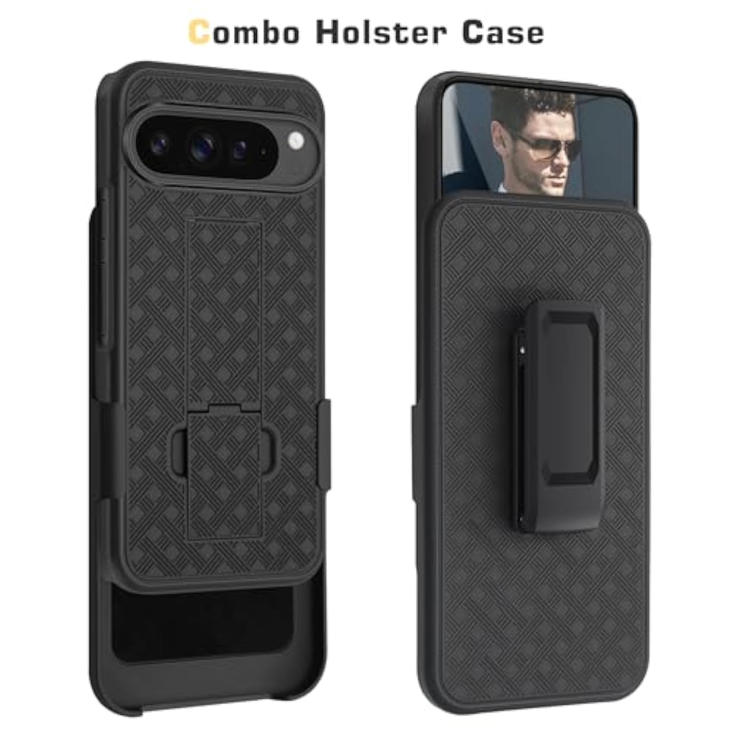Google Pixel 9 Pro XL Case with Belt Clip, Kickstand, Shockproof & Anti-Scratch