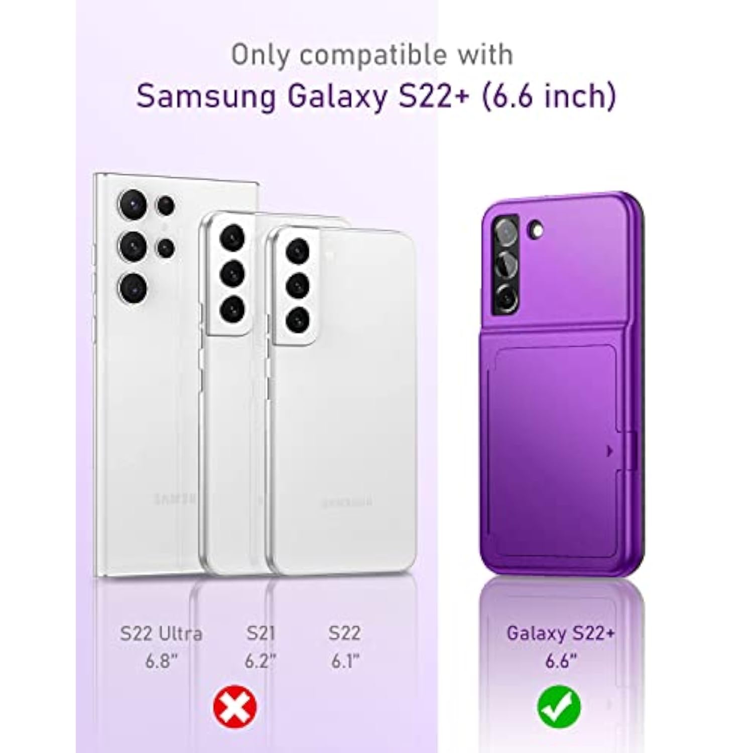 Samsung Galaxy S22 Plus Case - Wallet Case With Credit Card Holder & Hidden Mirror, All-Round Protection Shockproof Phone Cover Designed For Samsung Galaxy S22 +, 6.6 Inch Purple
