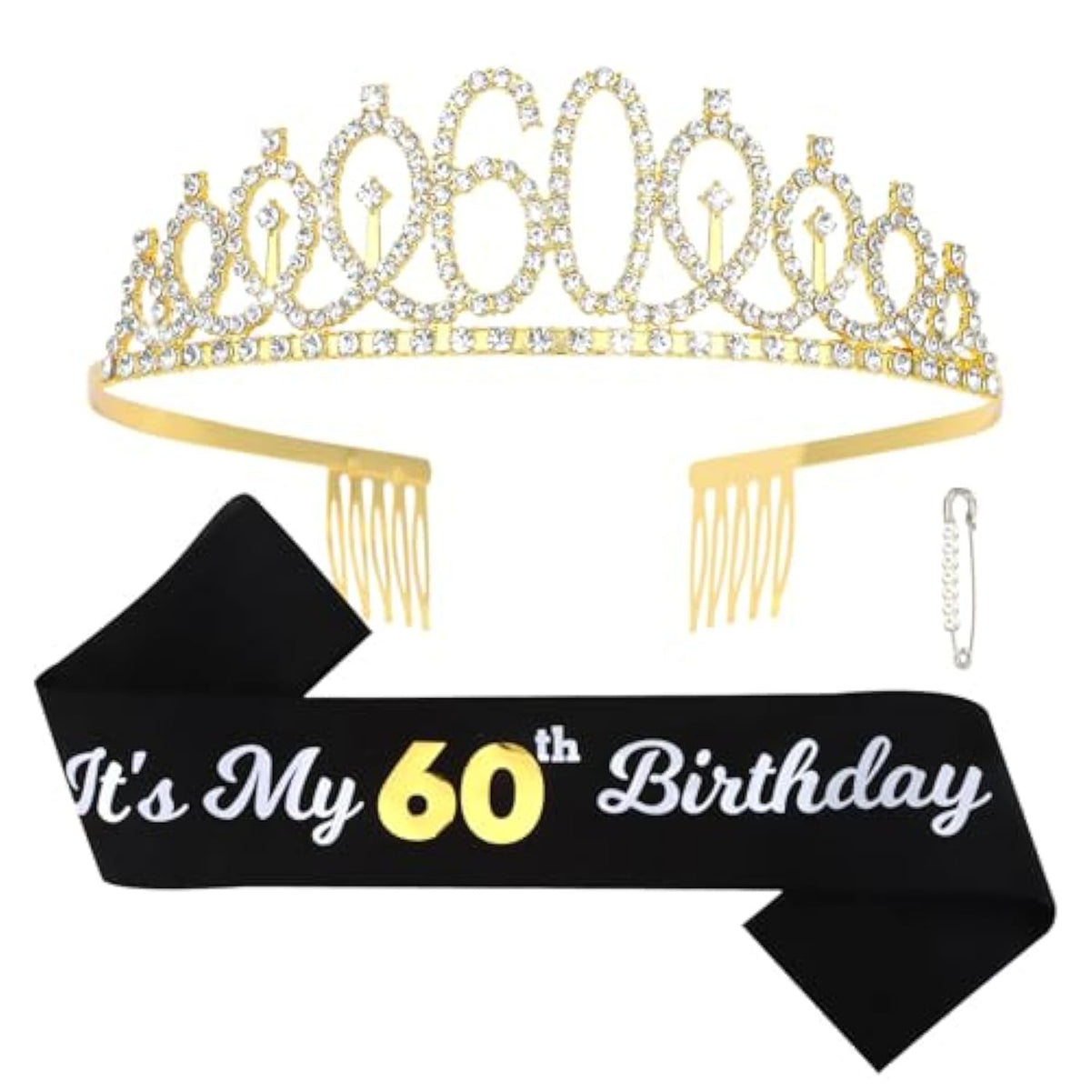 Gold Birthday Crown And Tiara For Women, Sash For Girls - Birthday Party Decoration