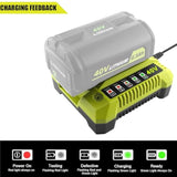 40V Rapid Charger Op401 Op403 Op404 Op406A Op409A Compatible With Ryobi 40V 6Ah Op40601 Op40602 Op4060A1 5Ah Op4050A 4Ah Op4040 3Ah Op4030 2.6Ah Op40261 Op4026 2Ah Op40201 Battery Fast Charger