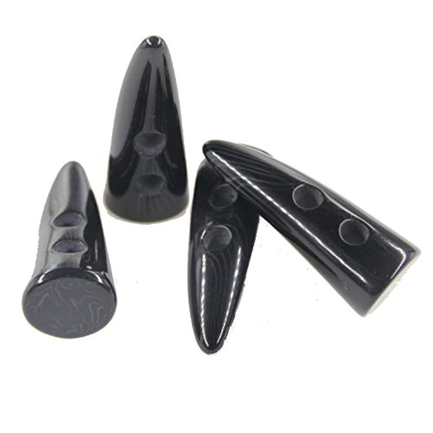 Buttons 10Pcs Black Color Resin Toggle Buttons Horn Tooth Shape Two Ho