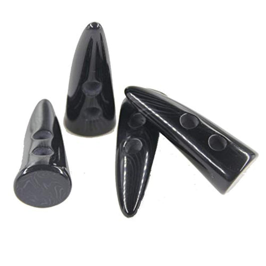 Buttons 10Pcs Black Color Resin Toggle Buttons Horn Tooth Shape Two Ho
