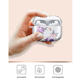 Compatible With Airpods Pro 2019 / Airpods Pro 2Nd Generation Case Cover Gold Sparkle Glitter Butterfly Design Cute Full Protective Tpu Skin Accessories For Women Girl Flower Purple