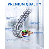 Power Cord-3 Prong Power Cable 10A 250V Ac Power Cable 6.6Ft/2M Nylon Braided Replacement 3 Pin Power Cord For Computer, Monitor, Printer,Tv, Pc,Projector,Power Supply Cable