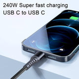 10Ft Grey Usb-C To Usb-C Woven Charge Cable, Super Fast Charging, Compatible With Macbook Pro/Air, Iphone 15 Plus, Ipad Pro, Samsung Galaxy S24/S23/S22/S21, Pixel, Laptops