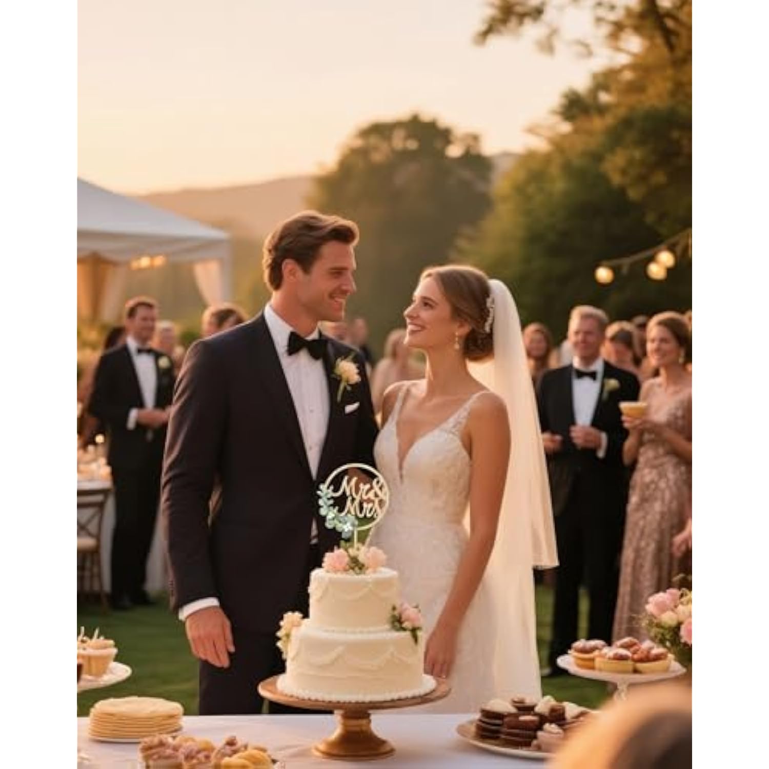 Mr & Mrs Cake Topper, Rustic Wood Wedding Anniversary Decorations, Bride & Groom Sign