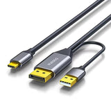 Displayport To Usb C Cable 6.6Ft 4K@60Hz With Usb Cable Adapter,Dp Male To Typ