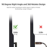 90 Degree Optical Audio Cable 8ft, Slim Digital Audio Optical Cable, SPDIF Toslink Cord, 360 Degree Right Angle Fiber Optic Toslink Cable for Sound