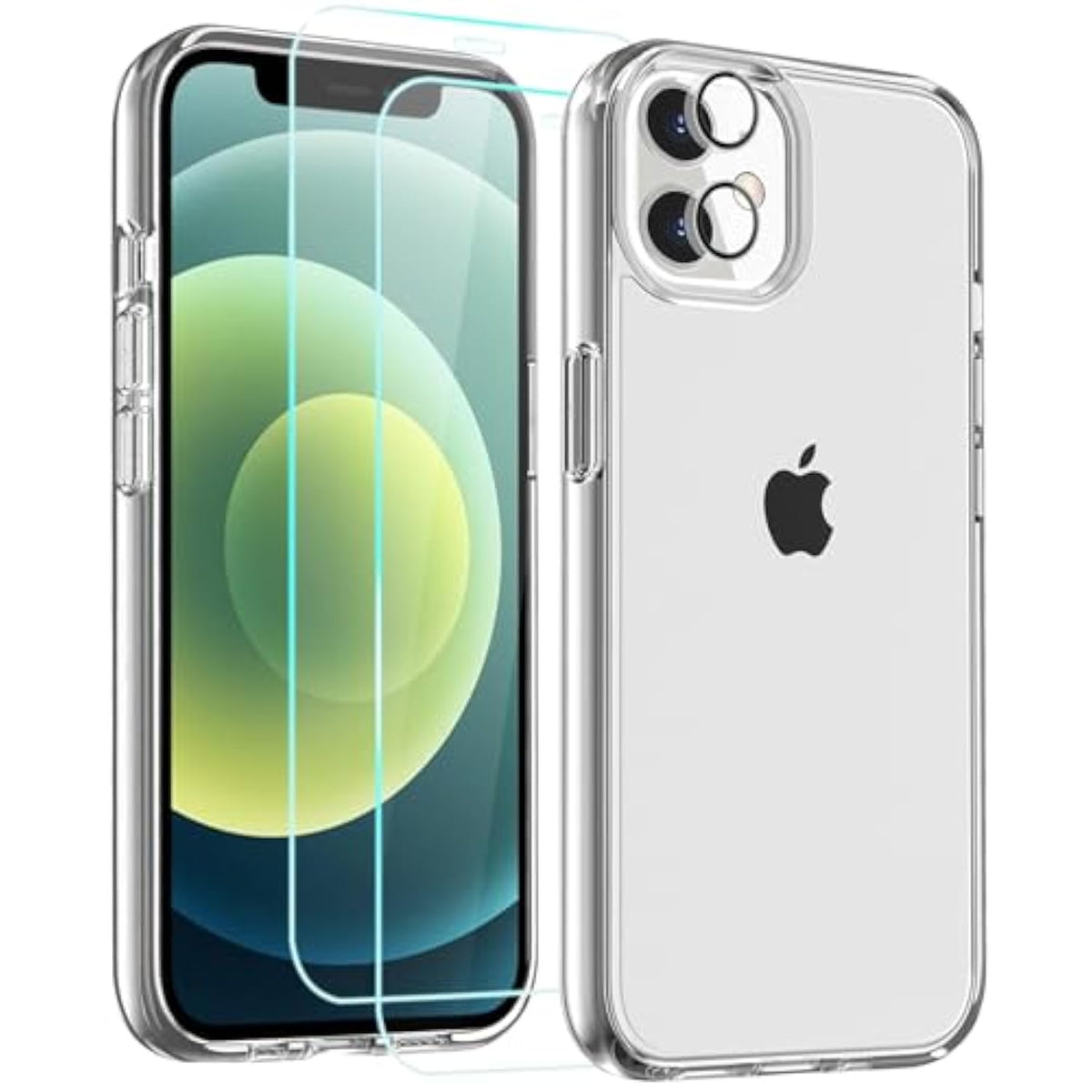 Compatible With Iphone 12 Case With 2Pcs Screen Protectors And 1Pcs Camera Lens Protector, Clear Crystal Phone Case Compatible With Iphone 12 6.1 Inch