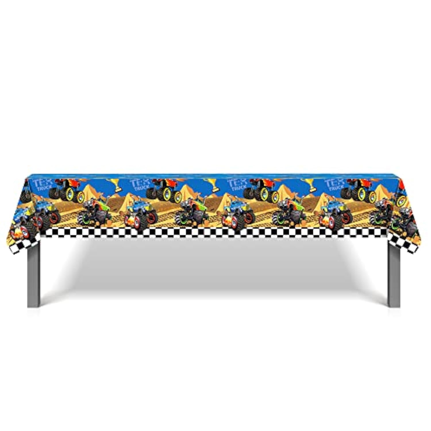 3 Pieces Monster Truck Tablecloth - Machine Table Cover For Cars Theme Birthday Party Decorations, Disposable Plastic, 54X87In