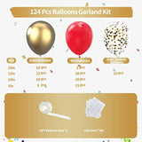 Red And Gold Balloon Garland Kit, 124Pcs Balloons Arch Kit, Bright Dur