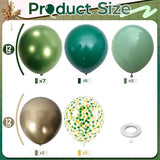 Sage Green and Gold Balloons, 12 Inch Emerald Forest Hunter Dark Green Metallic Gold Latex Balloon with Confetti Balloon for Wild One Jungle Birthday Graduation Safari Baby Shower Decorations Supplies