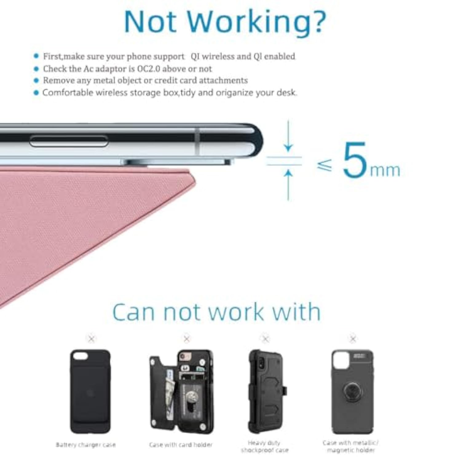 2025 New Wireless Charger,15W Pink Fast Charger,Dual Coil,Qi Certified Charging Dock,Desk Stand And Pen Holder Storage Compatible With Iphone 16/15/14 Max/Xr/Xs, S24/S23 Series And More(No Ac Adapter